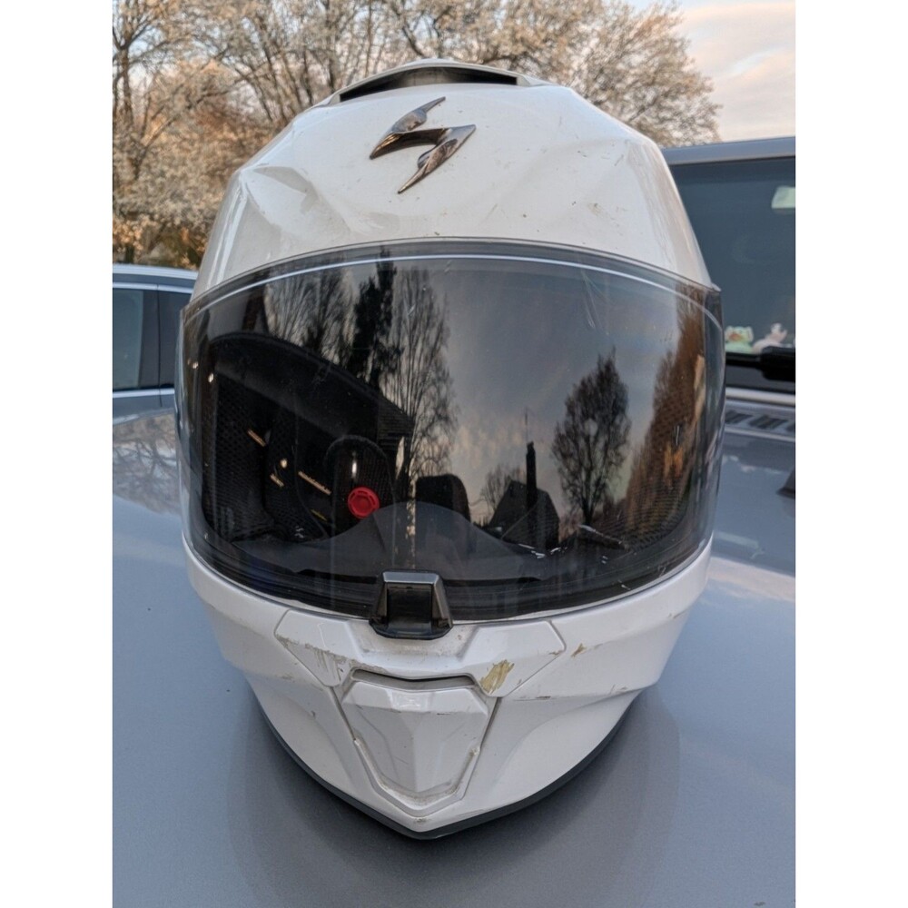 Scorpion EXO R420 Full Face Helmet Clear Visor White Size Medium Snell Approved
